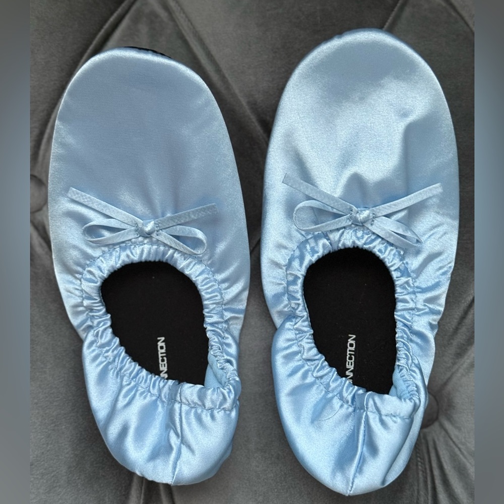 French Connection Sky Blue Satin Flats